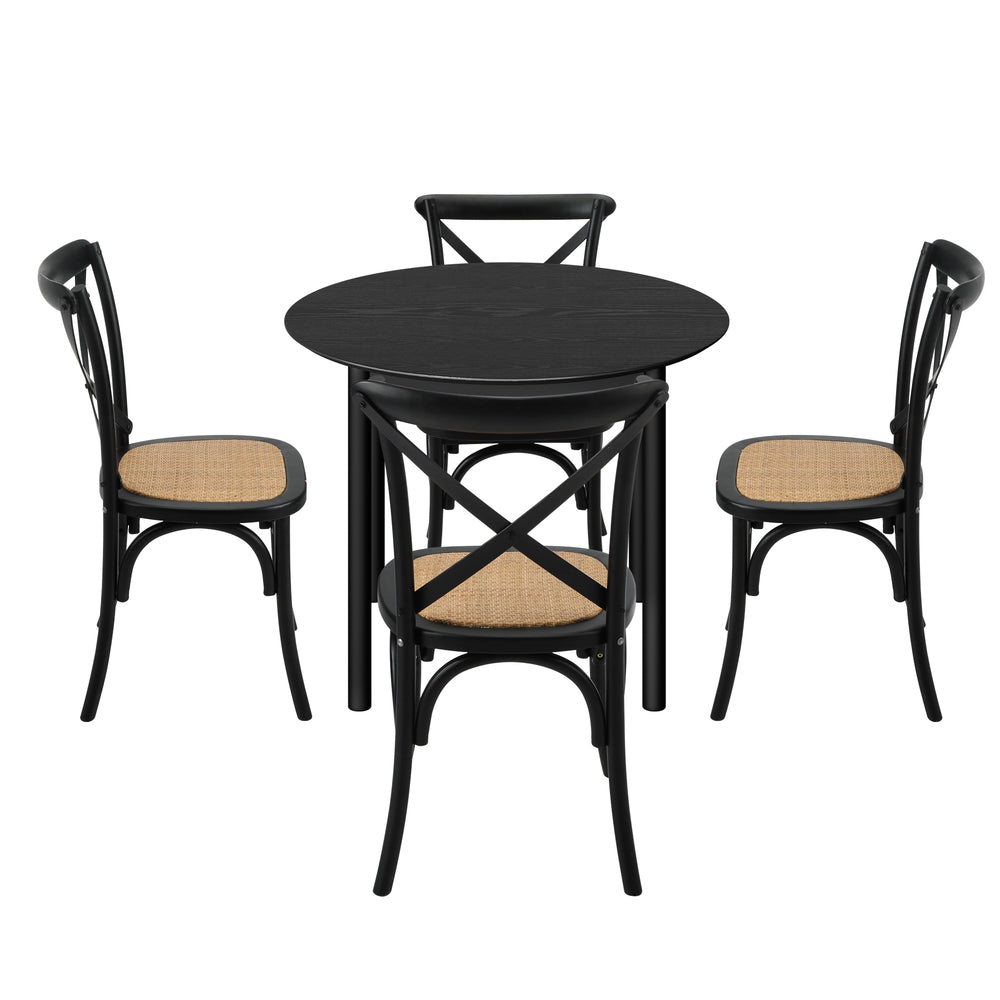 Dining Set Black Rattan 49x52x88cm