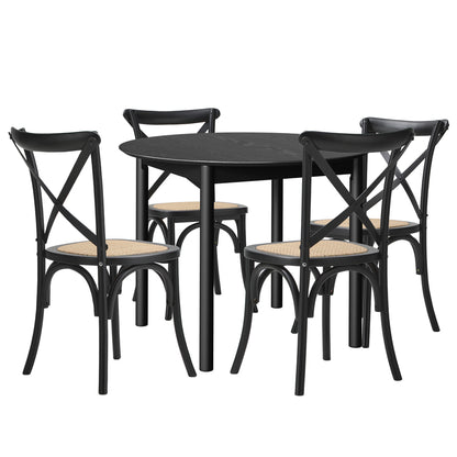 Dining Set Black Rattan 49x52x88cm