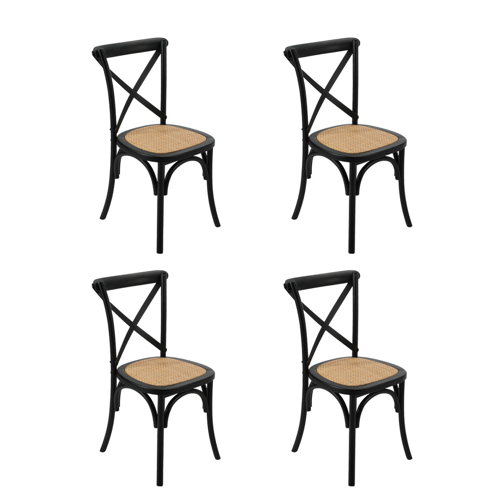 Dining Set Black Rattan 49x52x88cm