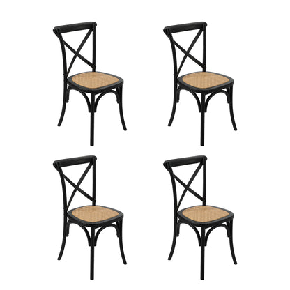Dining Set Black Rattan 49x52x88cm