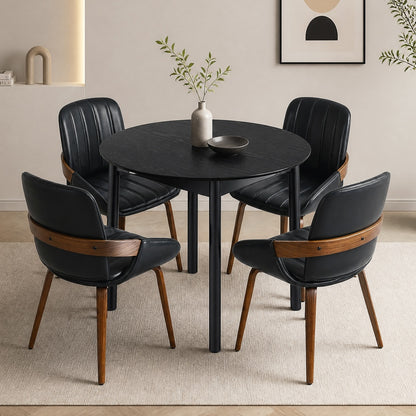 Round Dining Set Black 43x43x78cm