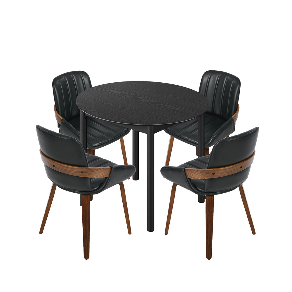 Round Dining Set Black 43x43x78cm