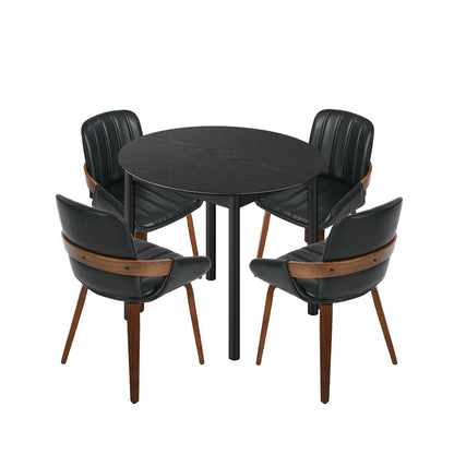 Round Dining Set Black 43x43x78cm