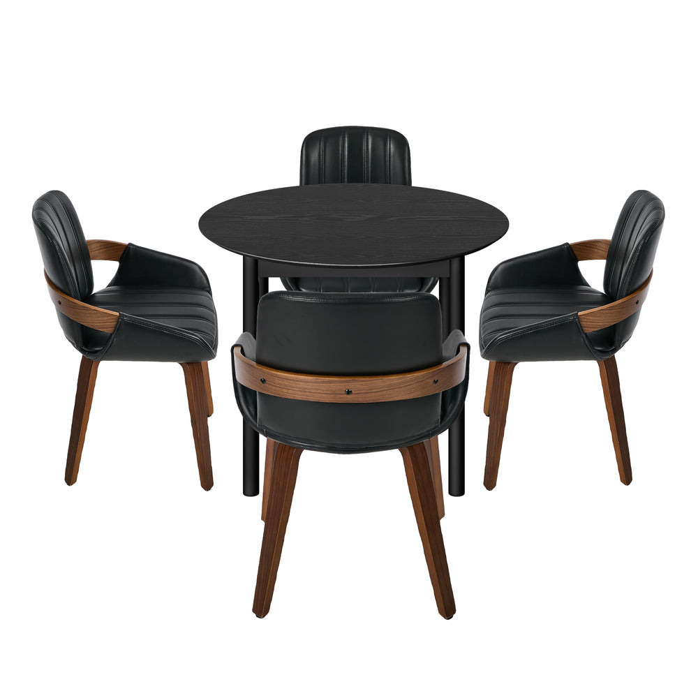Round Dining Set Black 43x43x78cm