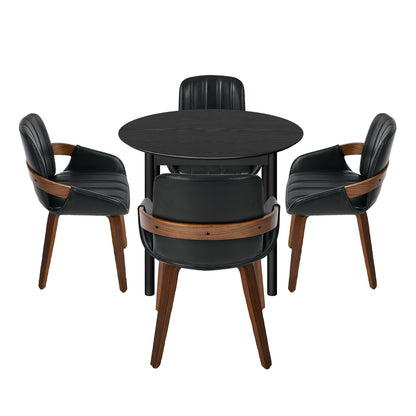 Round Dining Set Black 43x43x78cm