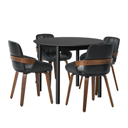 Round Dining Set Black 43x43x78cm