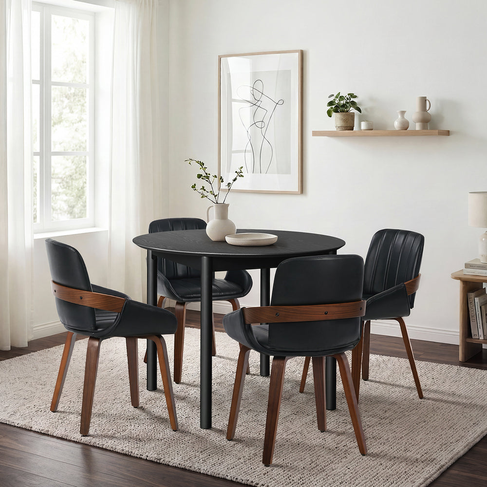 Round Dining Set Black 43x43x78cm
