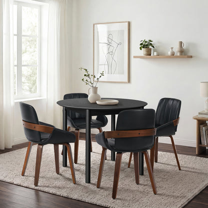 Round Dining Set Black 43x43x78cm