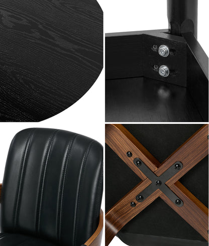 Round Dining Set Black 43x43x78cm