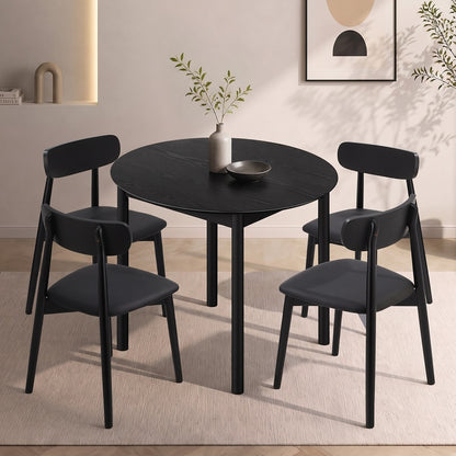 Round Dining Set Black 47x51x80cm
