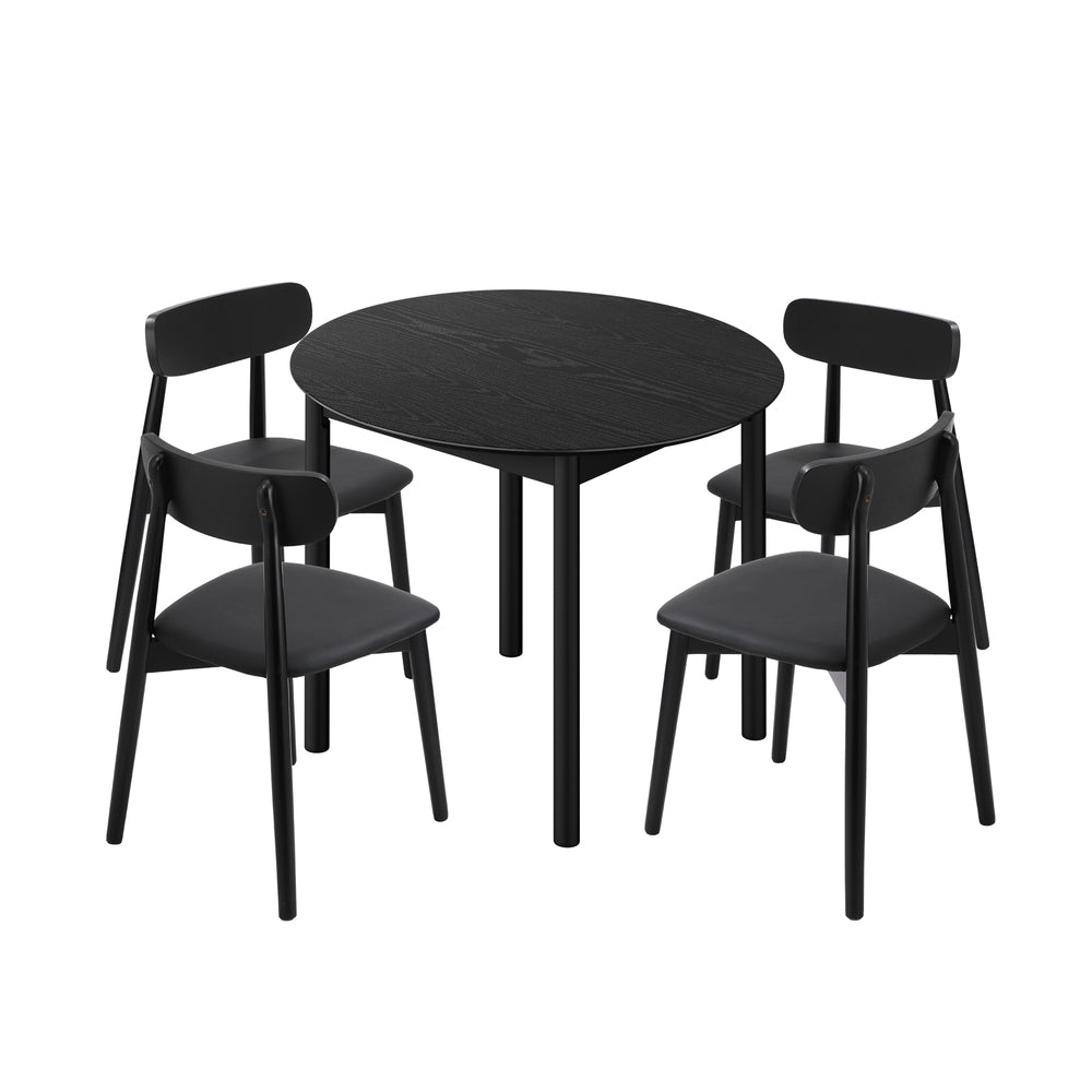 Round Dining Set Black 47x51x80cm