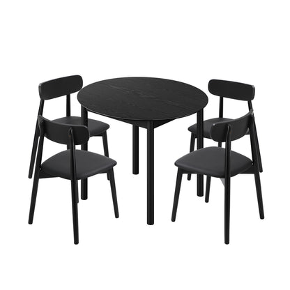 Round Dining Set Black 47x51x80cm