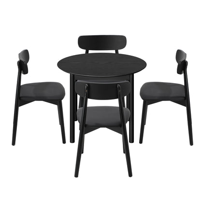 Round Dining Set Black 47x51x80cm