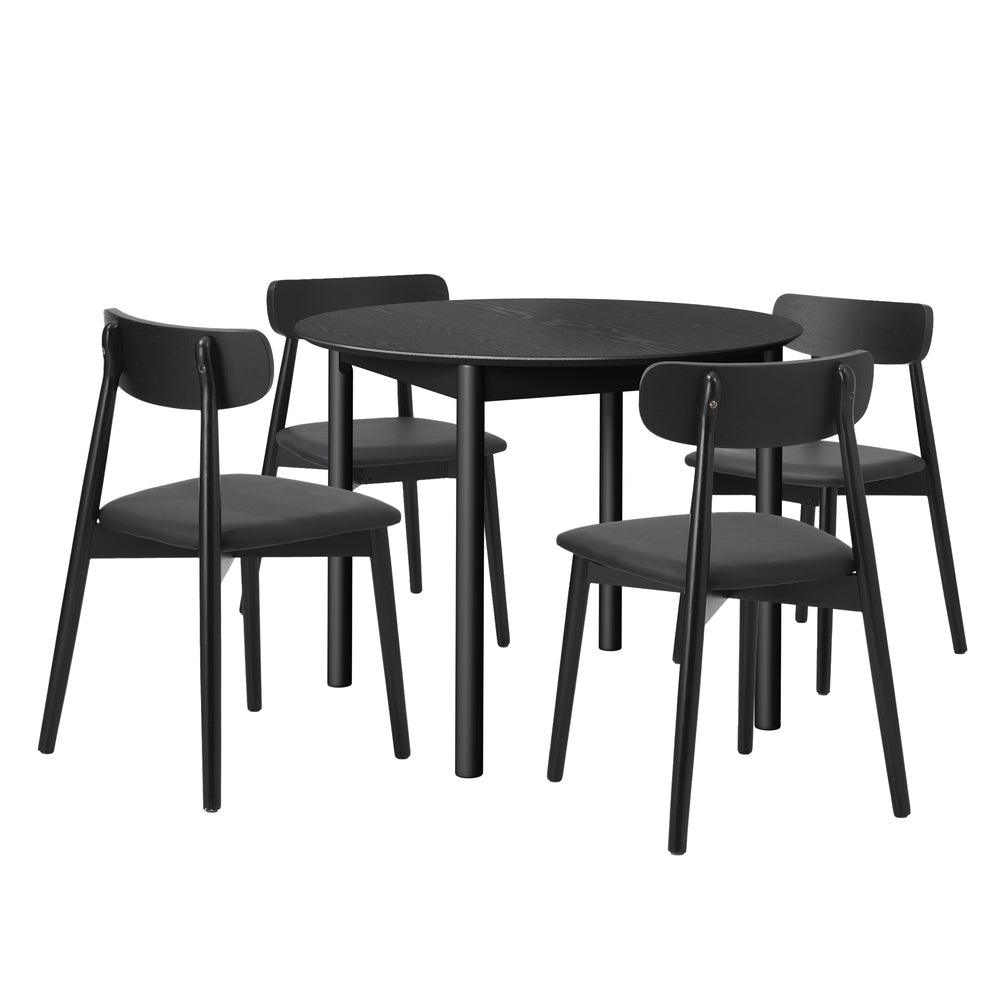 Round Dining Set Black 47x51x80cm