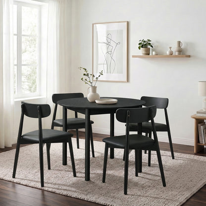 Round Dining Set Black 47x51x80cm