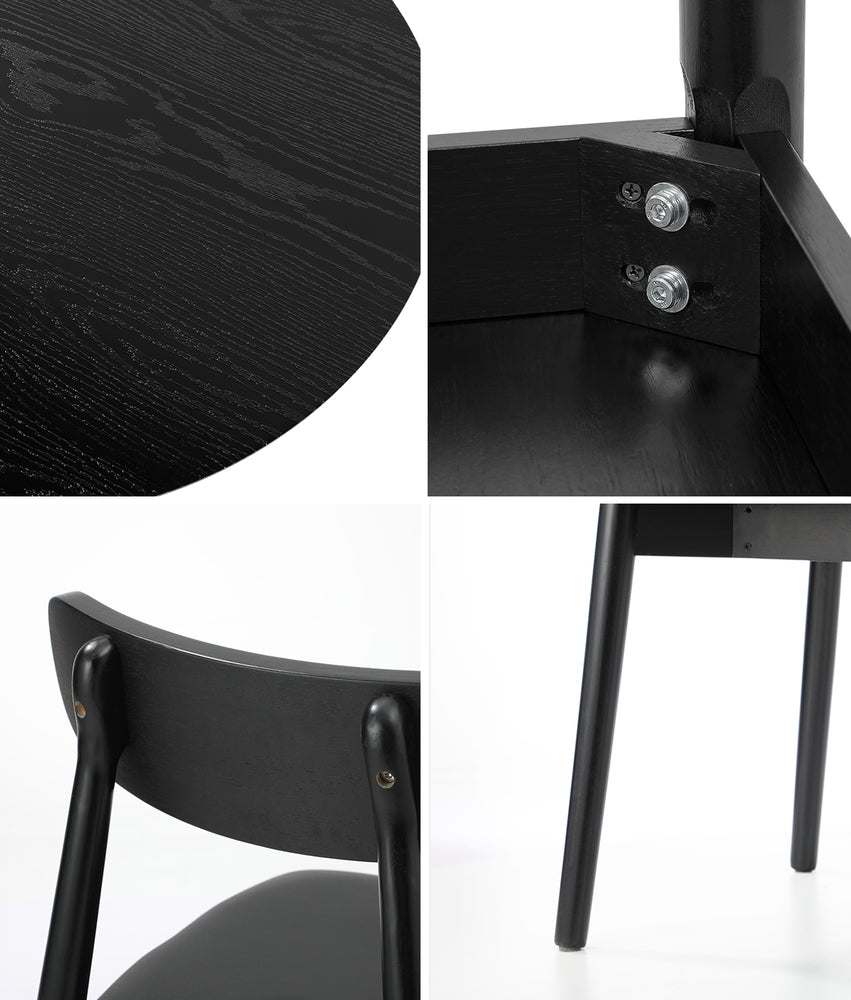 Round Dining Set Black 47x51x80cm