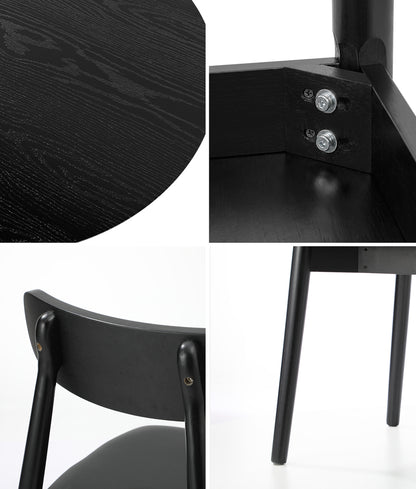 Round Dining Set Black 47x51x80cm