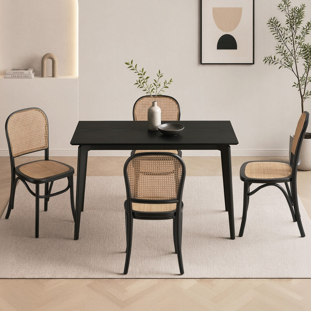 Dining Set Rectangle Black 120x60x75cm