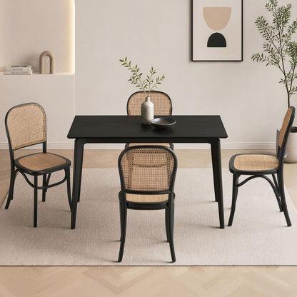 Dining Set Rectangle Black 120x60x75cm