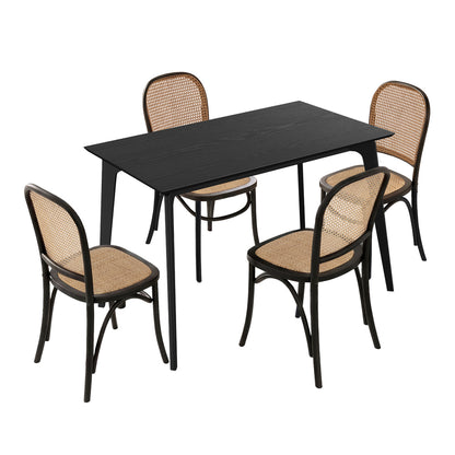 Dining Set Rectangle Black 120x60x75cm