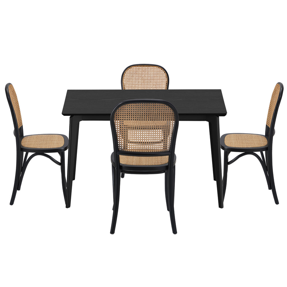 Dining Set Rectangle Black 120x60x75cm
