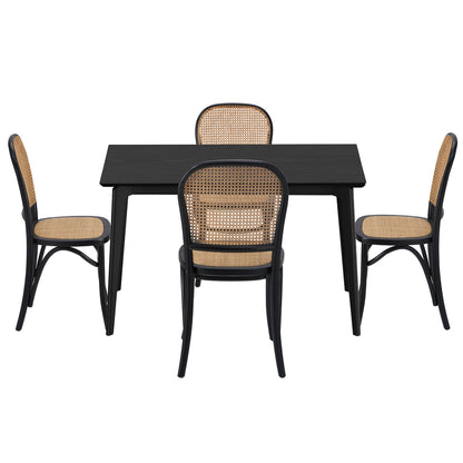Dining Set Rectangle Black 120x60x75cm