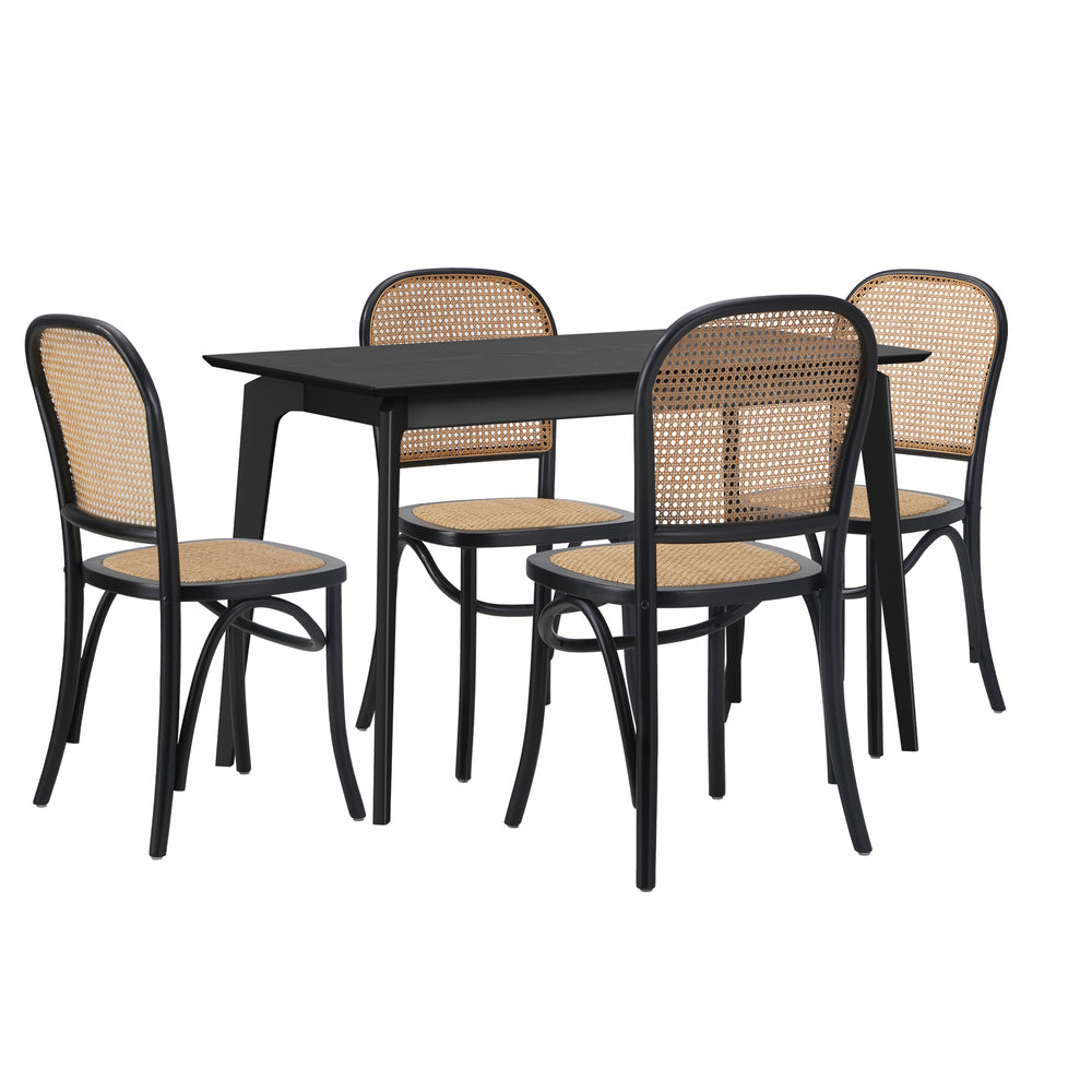 Dining Set Rectangle Black 120x60x75cm