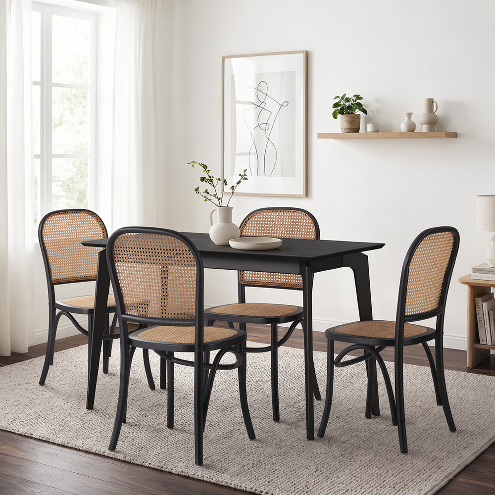 Dining Set Rectangle Black 120x60x75cm