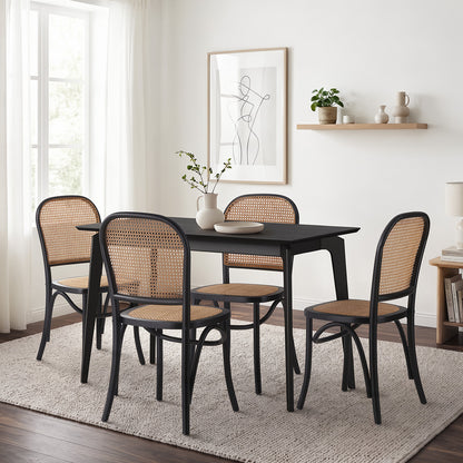 Dining Set Rectangle Black 120x60x75cm