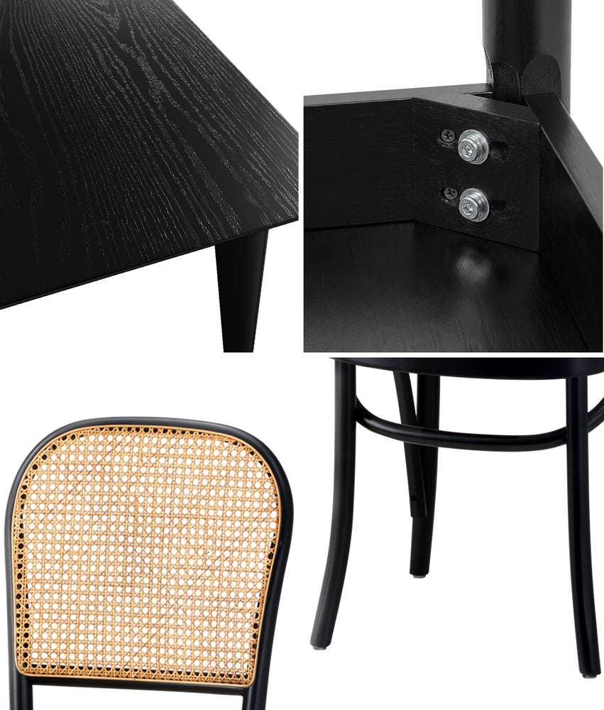 Dining Set Rectangle Black 120x60x75cm