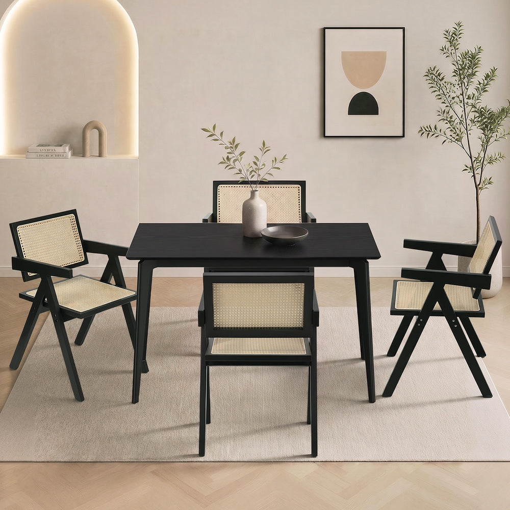 Rectangle Dining Set Black 120x60x75cm