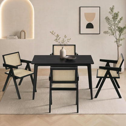 Rectangle Dining Set Black 120x60x75cm