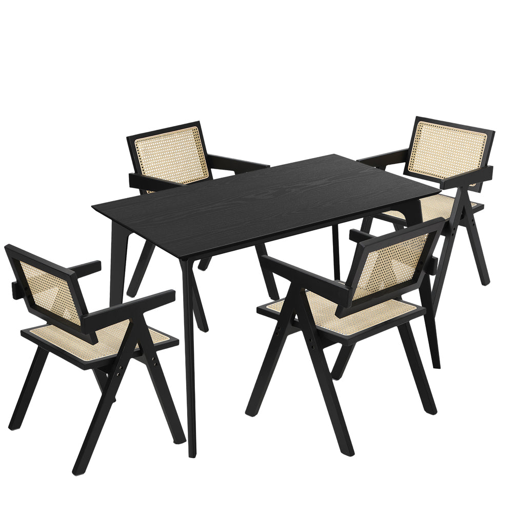 Rectangle Dining Set Black 120x60x75cm