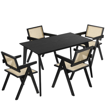 Rectangle Dining Set Black 120x60x75cm