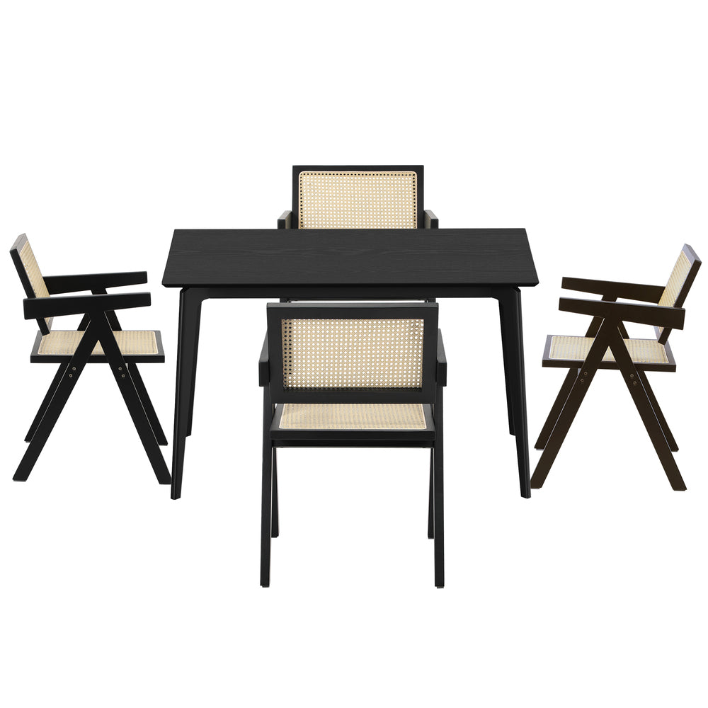 Rectangle Dining Set Black 120x60x75cm