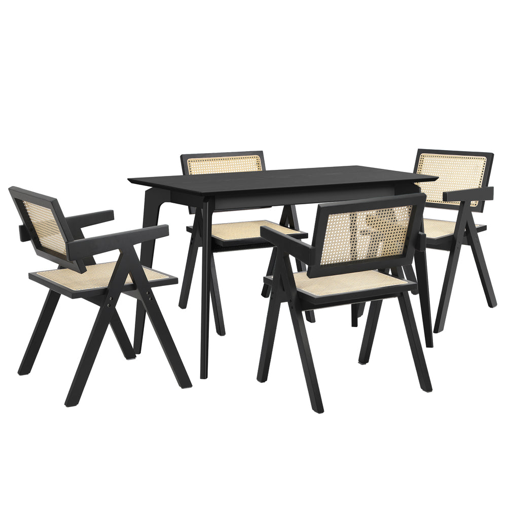 Rectangle Dining Set Black 120x60x75cm
