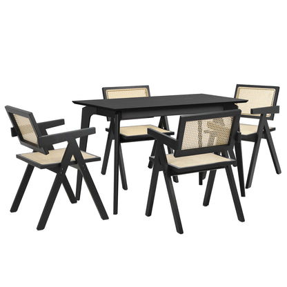 Rectangle Dining Set Black 120x60x75cm
