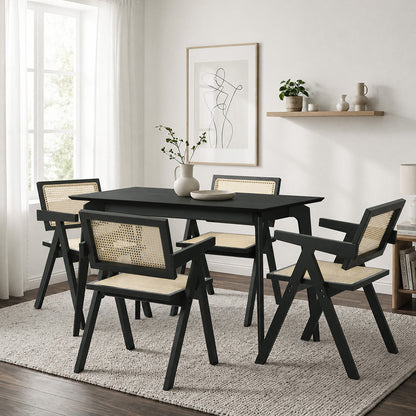 Rectangle Dining Set Black 120x60x75cm