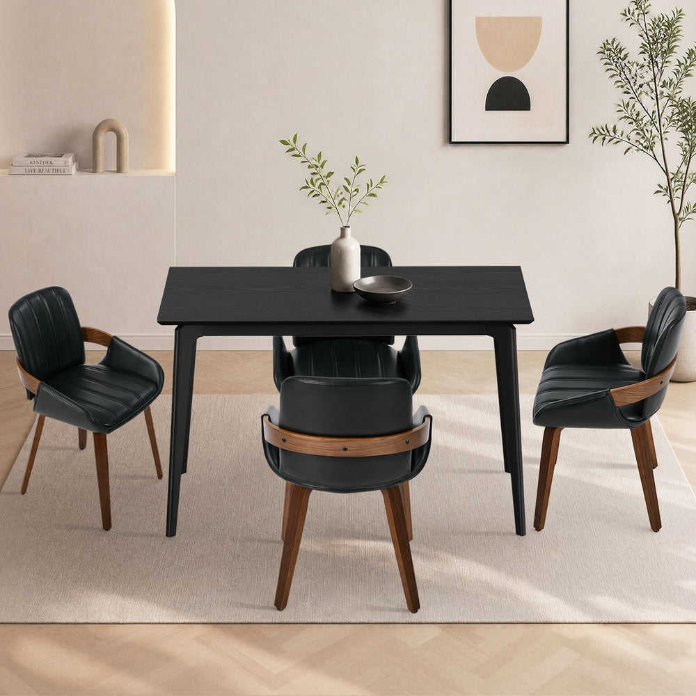 Dining Set Black 5PCS 120x40x75cm