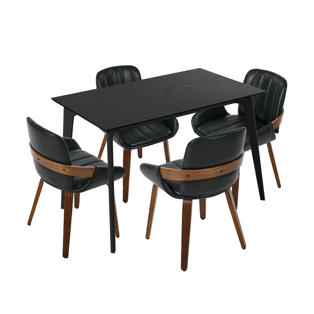 Dining Set Black 5PCS 120x40x75cm