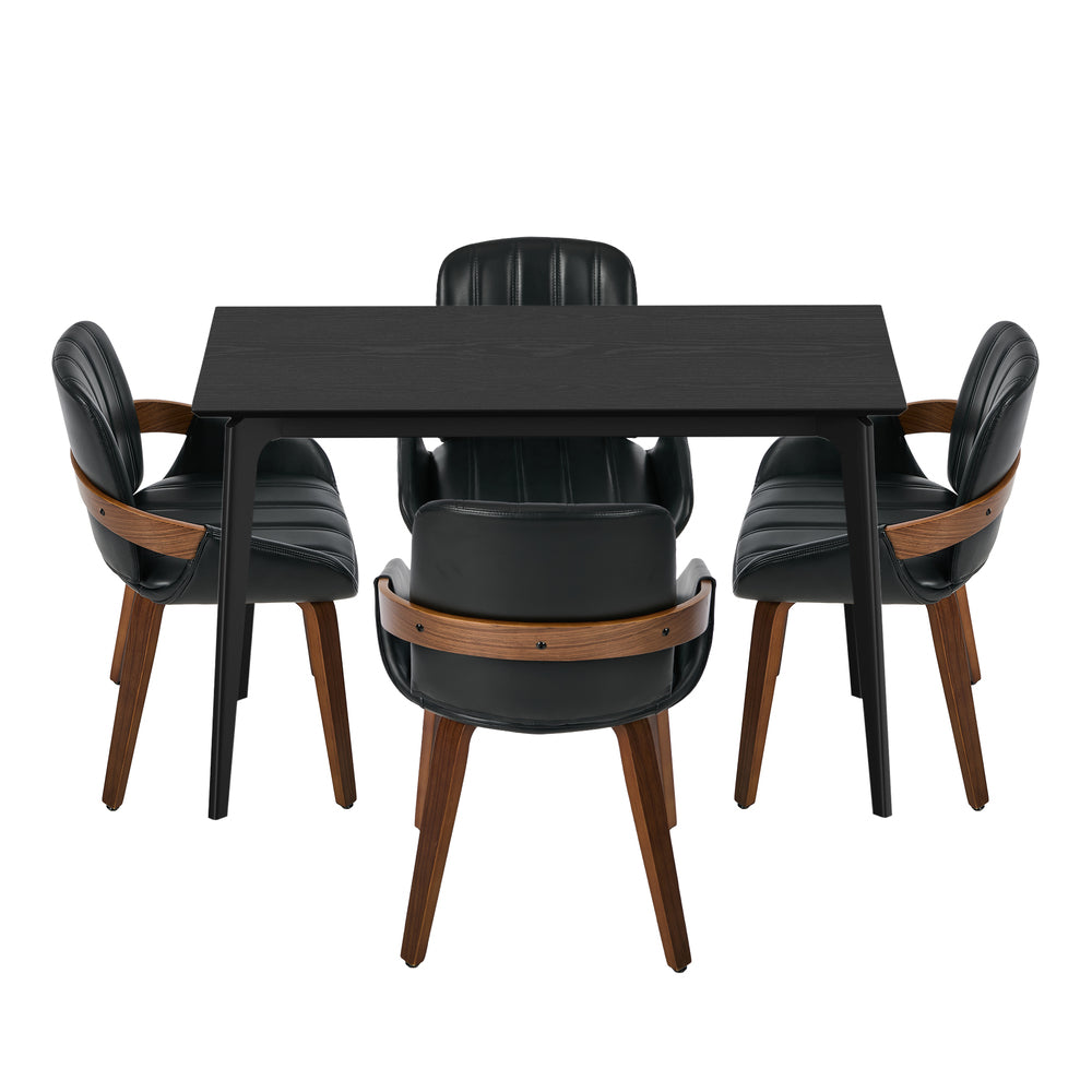 Dining Set Black 5PCS 120x40x75cm