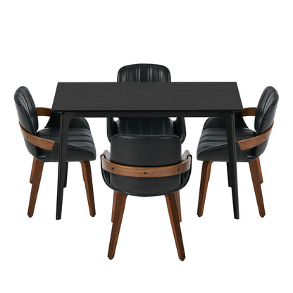 Dining Set Black 5PCS 120x40x75cm