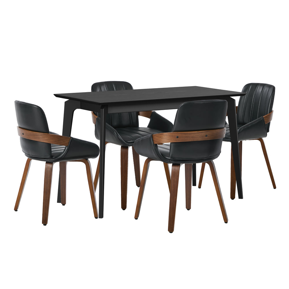 Dining Set Black 5PCS 120x40x75cm
