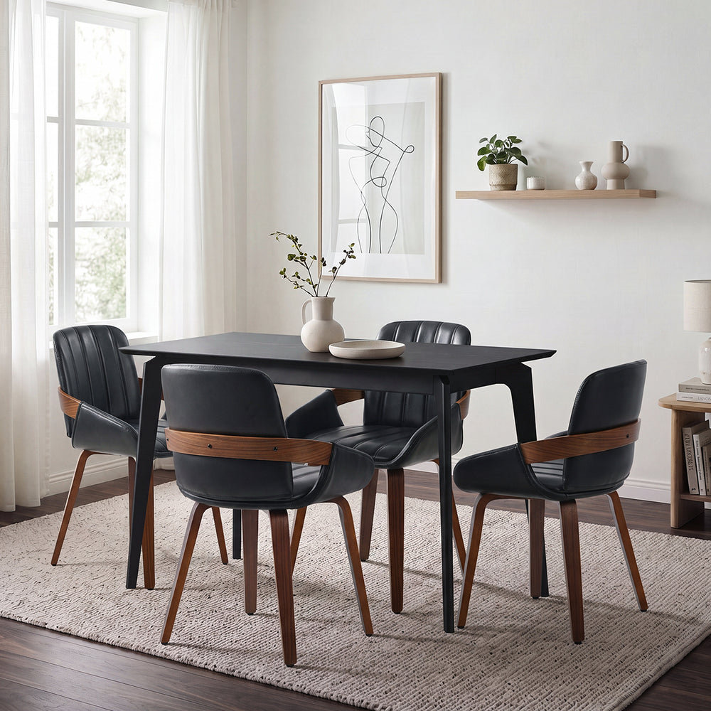 Dining Set Black 5PCS 120x40x75cm