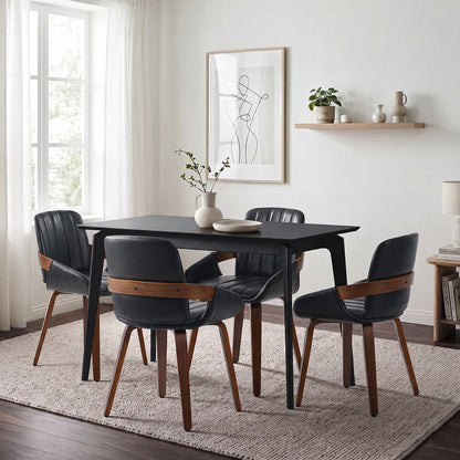 Dining Set Black 5PCS 120x40x75cm