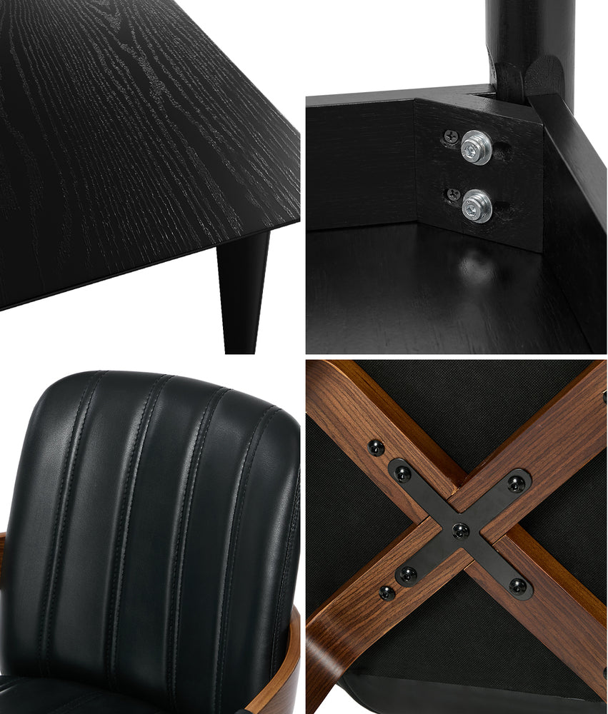 Dining Set Black 5PCS 120x40x75cm