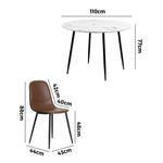 Round Dining Table & 4PCS Dining Chairs PU Brown