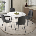 Round Dining Table & 4PCS Dining Chairs PU Grey