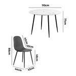 Round Dining Table & 4PCS Dining Chairs PU Grey