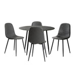 110cm Round Dining Table with 4PCS Dining Chairs PU Grey&Black